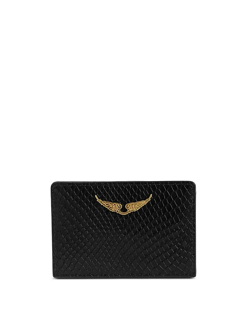 Wild Snake Embossed Leather Card Case by Zadig & Voltaire