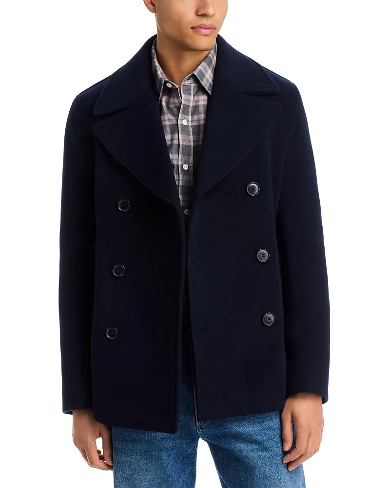 Hyde Slim Fit Wool Blend Peacoat by Boss