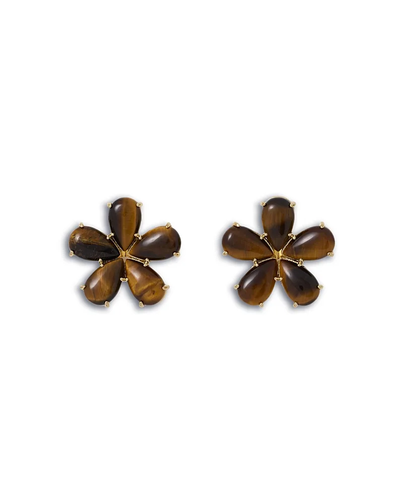 The Stone Flower Clip on Button Earrings