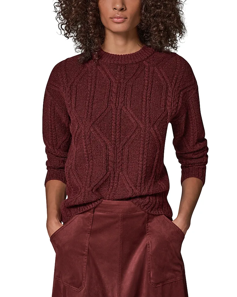 Oversized Crewneck Cable Knit Sweater by Donna Karan Weekend