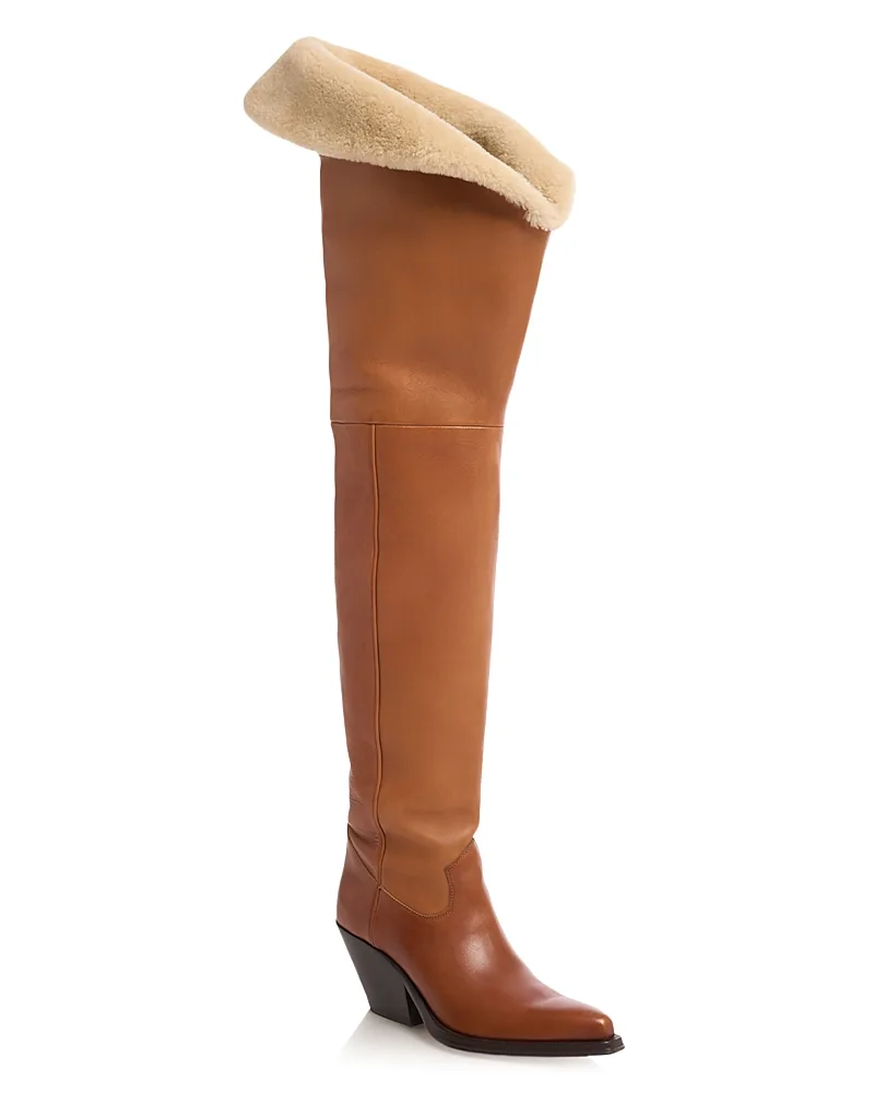 Azelan Leather & Shearling Over the Knee Boots