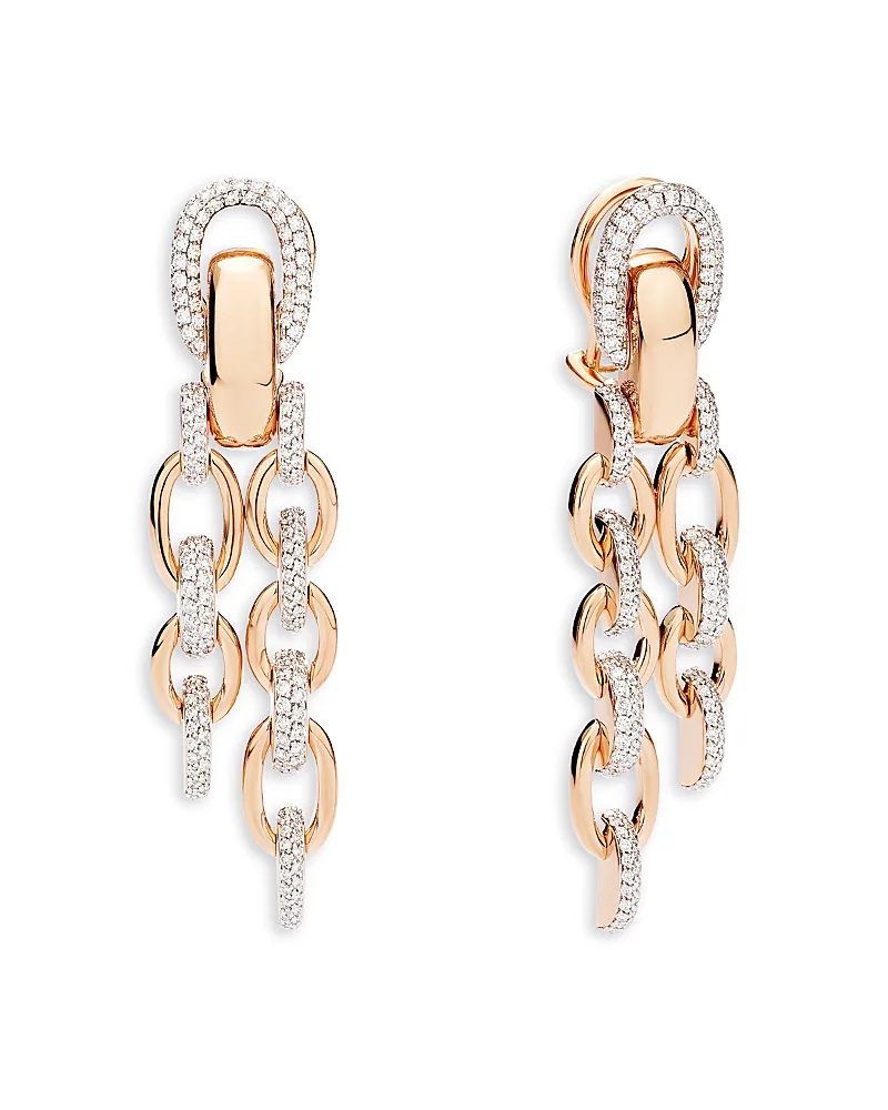 18K Rose Gold Iconica Diamond Link Drop Earrings, 2.61 Tcw by Pomellato