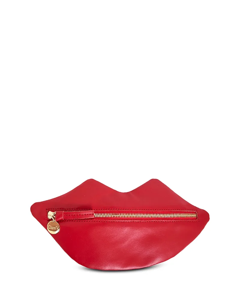Small Flat Lips Leather Clutch by Clare V.