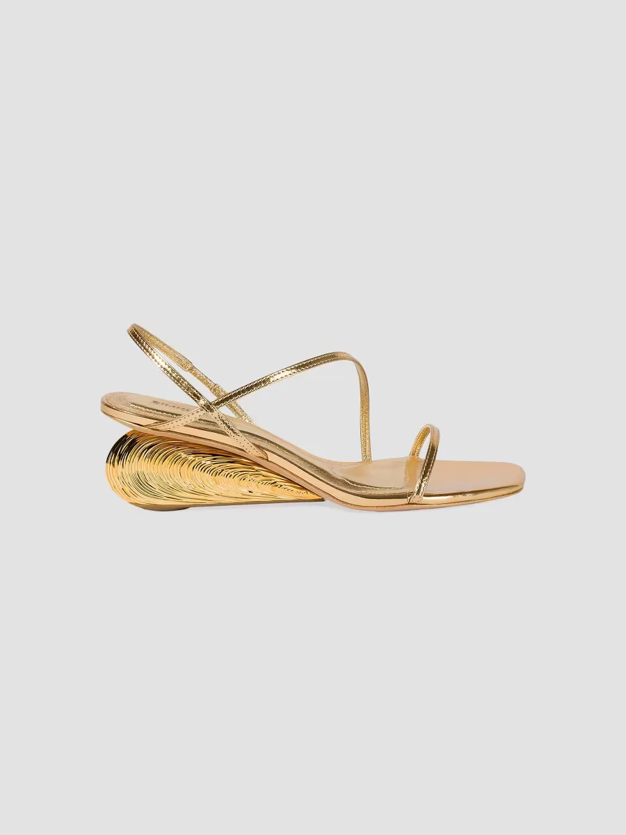 Bridget 75MM Metallic Leather Wedge Sandals by SIMKHAI