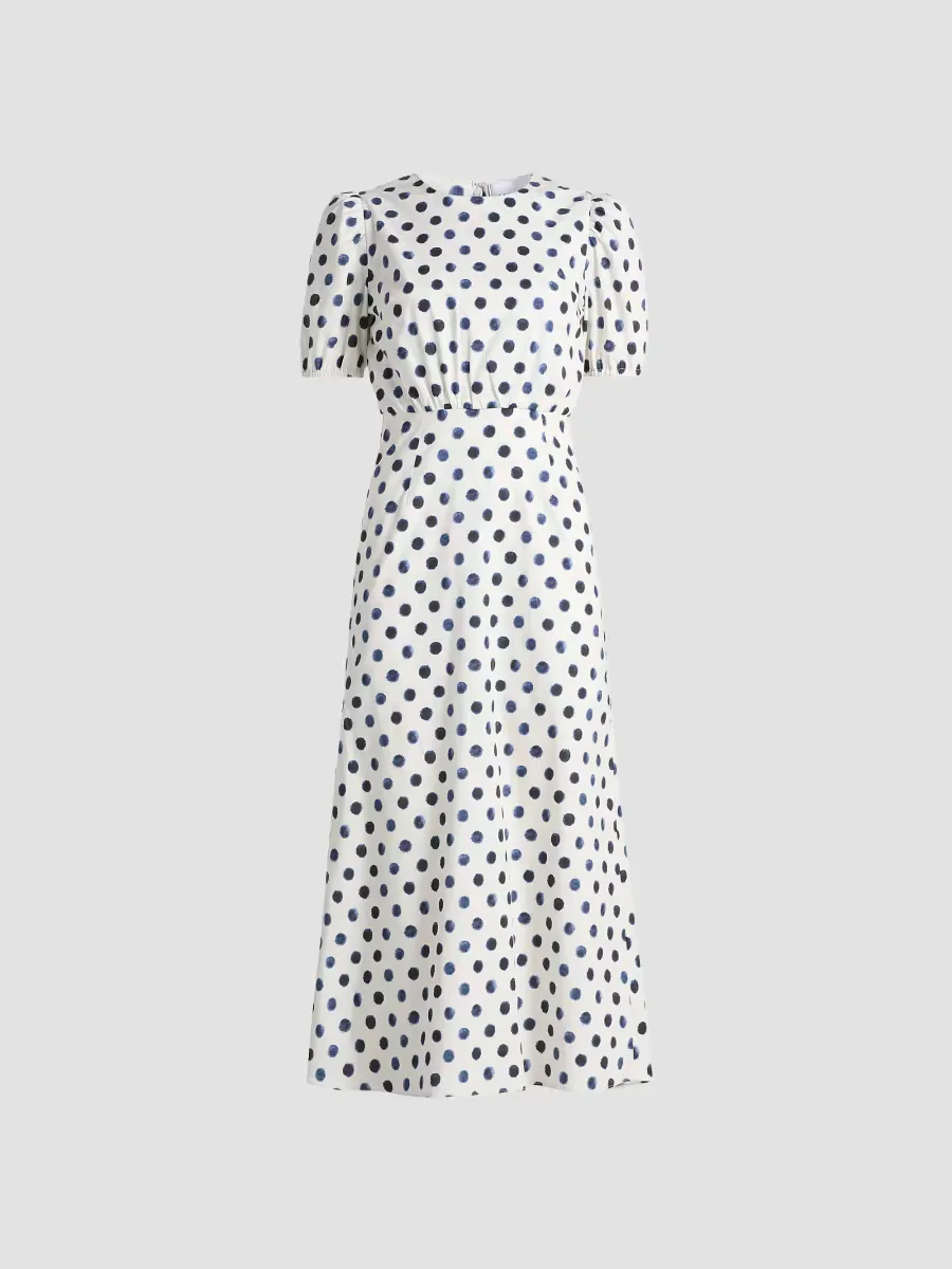 Blanche Polka Dot Midi-Dress by Misa