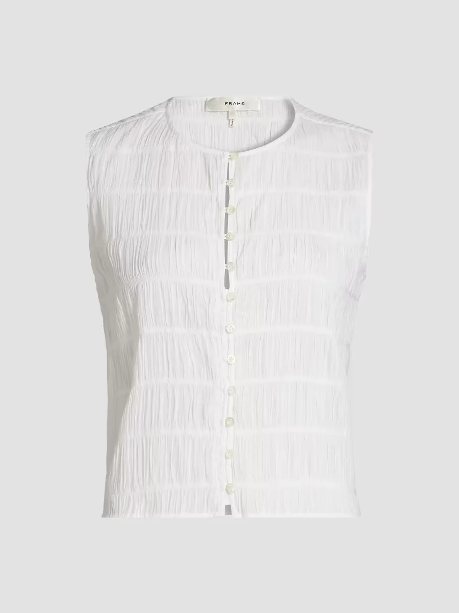 Smocked Sleeveless Top by FRAME