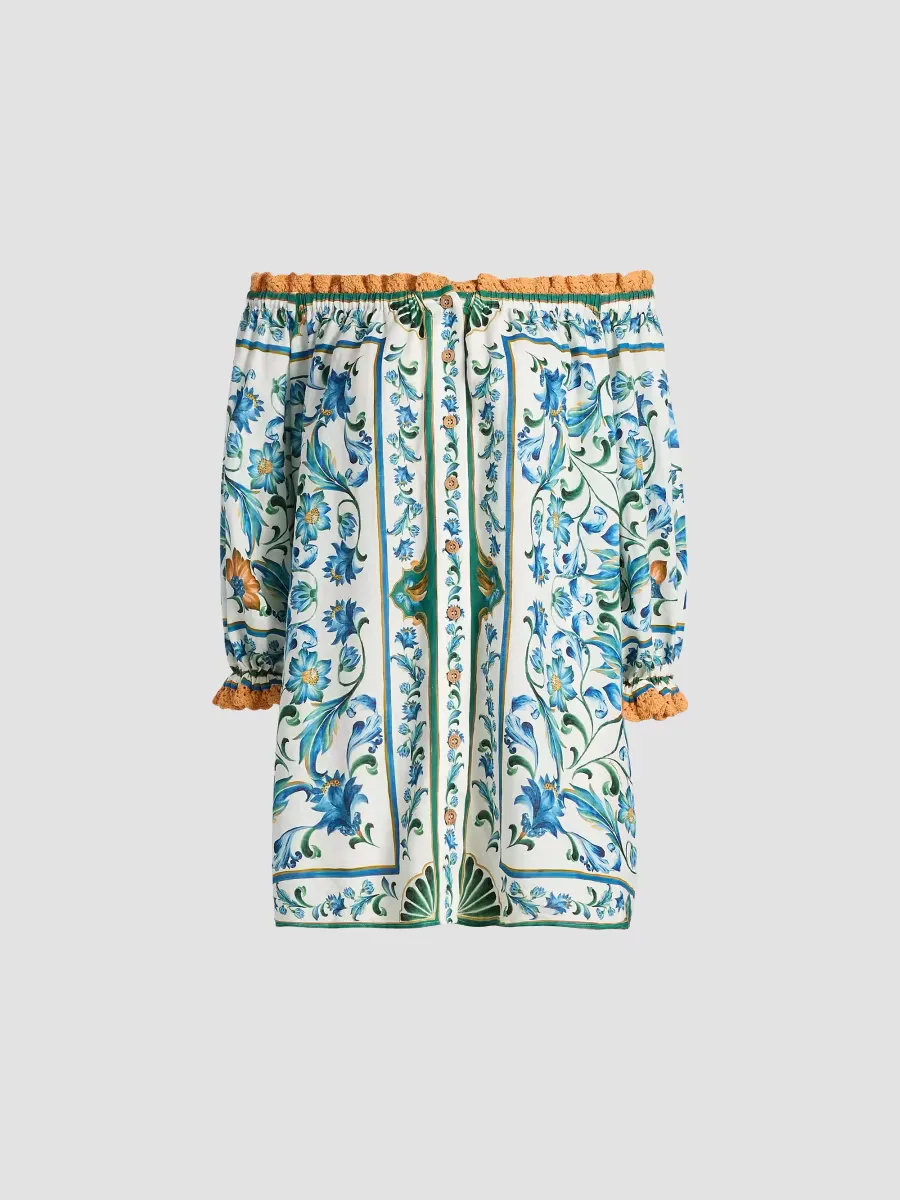 Flora Tile Off-the-Shoulder Minidress by FARM Rio