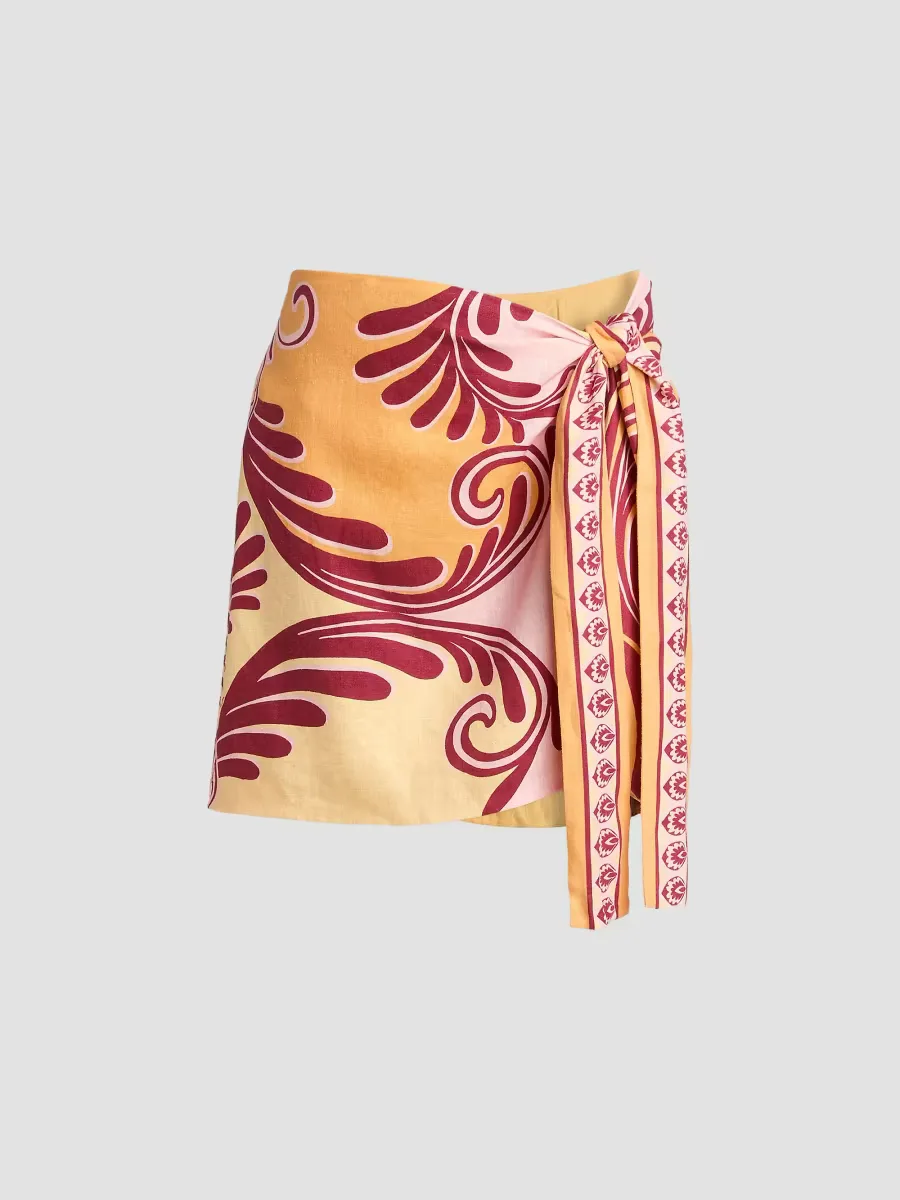 Arabesc Printed Cover-Up Miniskirt by FARM Rio