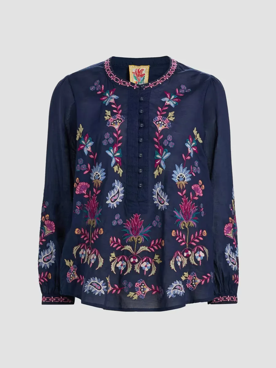 Kesia Cotton Field Henley Blouse