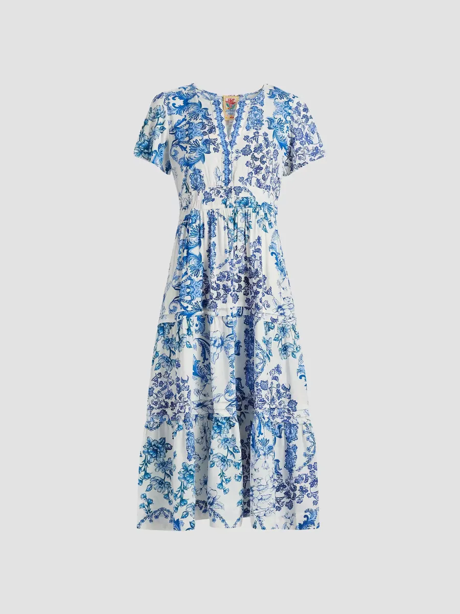 Pintuck Tiered Midi-Dress by Johnny Was