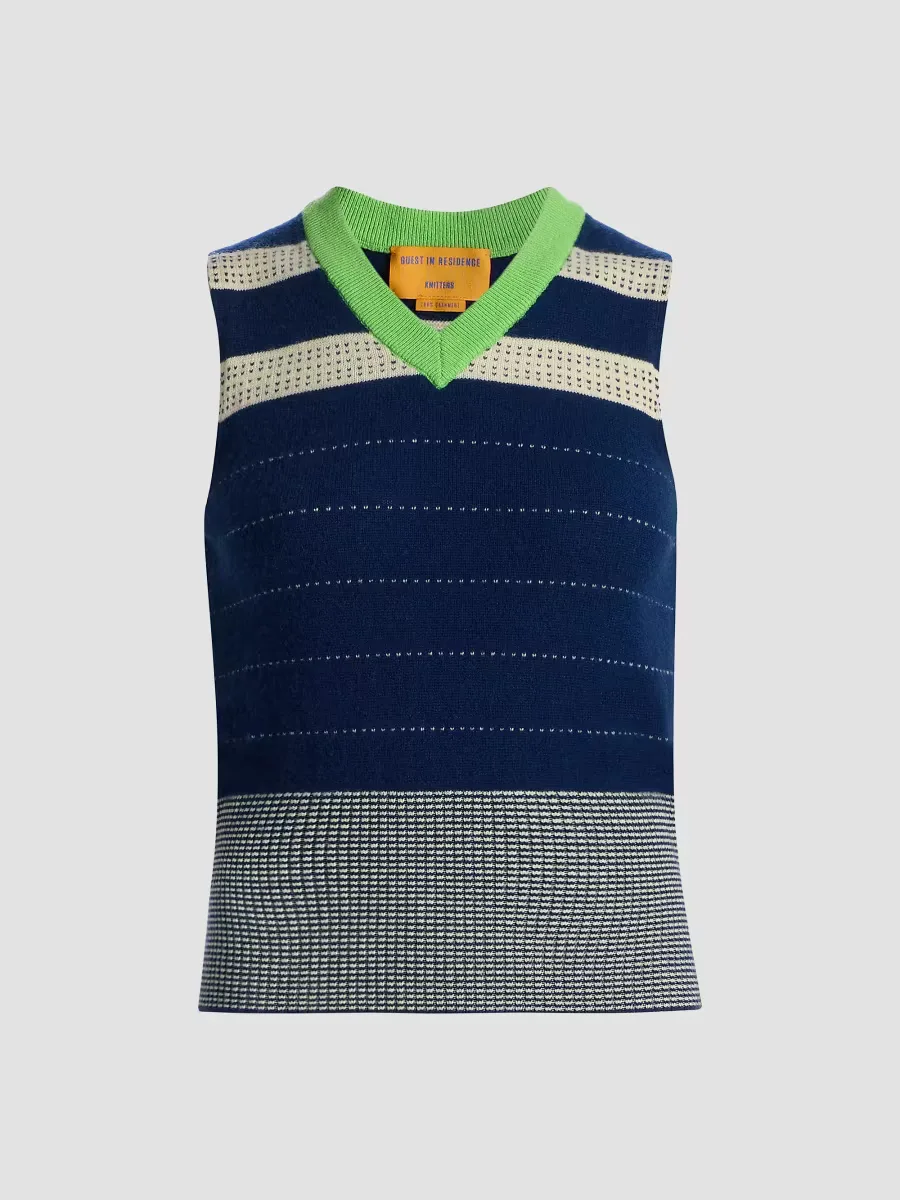 Collegiate Stripe Cashmere Sweater Vest by Guest in Residence