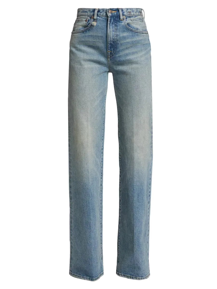 Charlotte Washed-Denim High-Rise Straight-Leg Jeans by R13