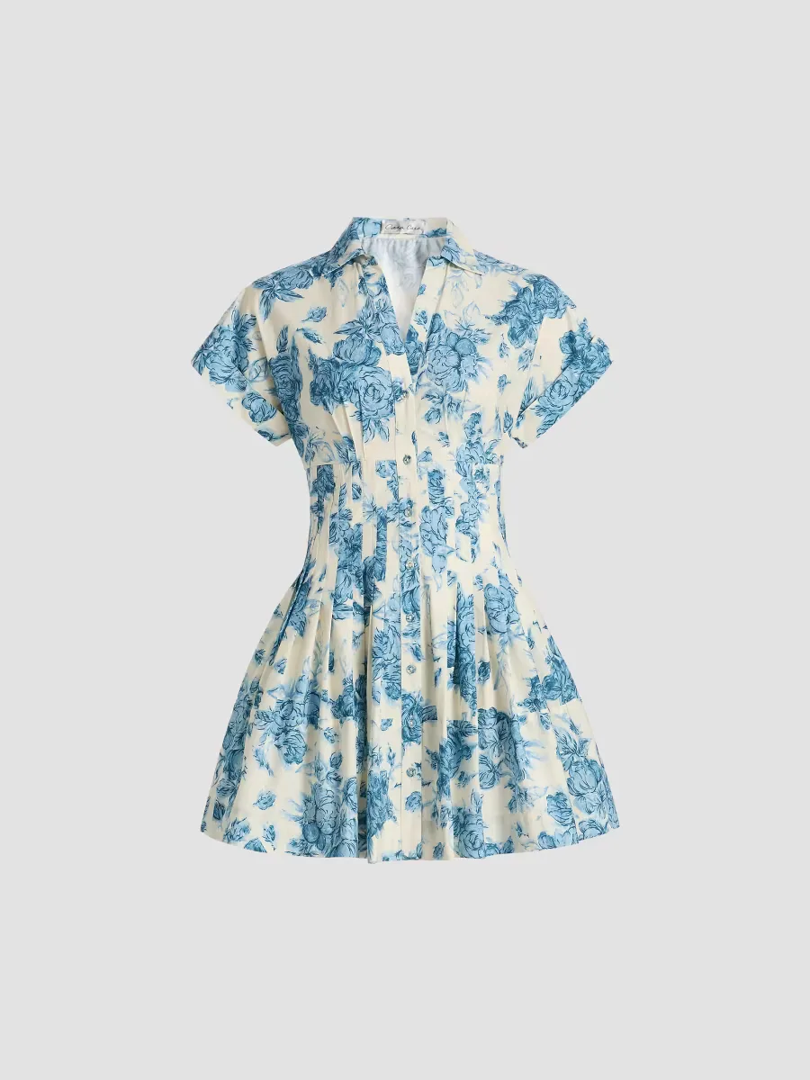Nash Floral Fit & Flare Mini-Shirtdress by Cara Cara