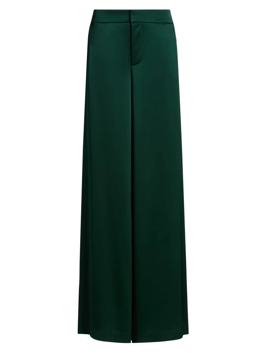 Nessi Satin Wide-Leg Trousers by Alice + Olivia