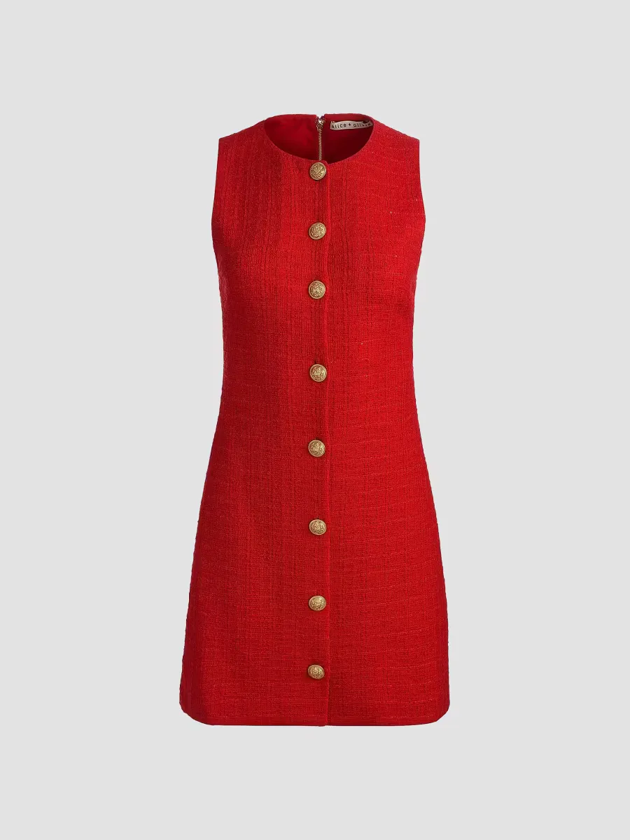 Cade Tweed Button-Front Minidress by Alice + Olivia