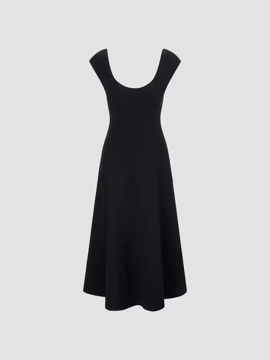 Charlotte Stretch Jersey A-Line Midi-Dress by STAUD