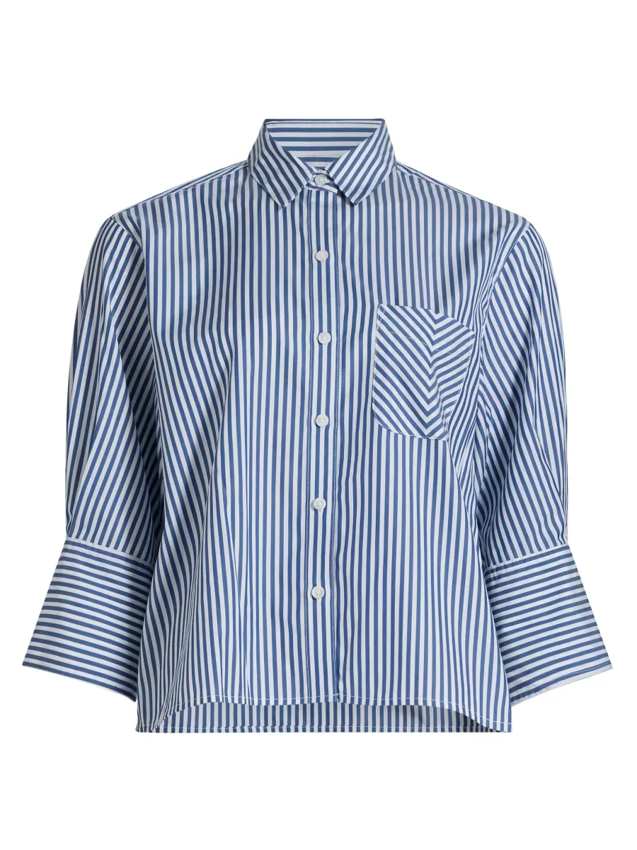 Lucia Striped Poplin Button-Front Shirt