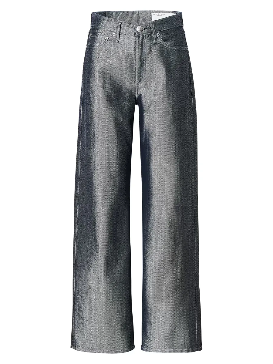 Logan Metallic High-Rise Wide-Leg Jeans by rag & bone