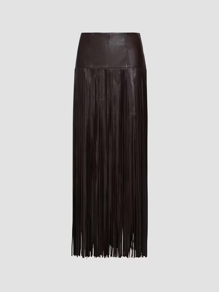 Tangled Up Fringed Leather Maxi Skirt by TWP