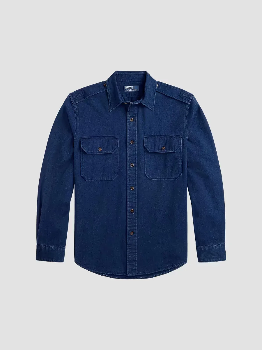 Cotton Denim Button-Front Shirt