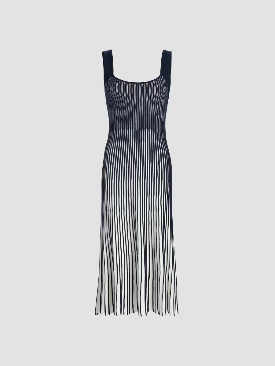 Jolie Pleated Ombré Rib-Knit Midi-Dress by Milly