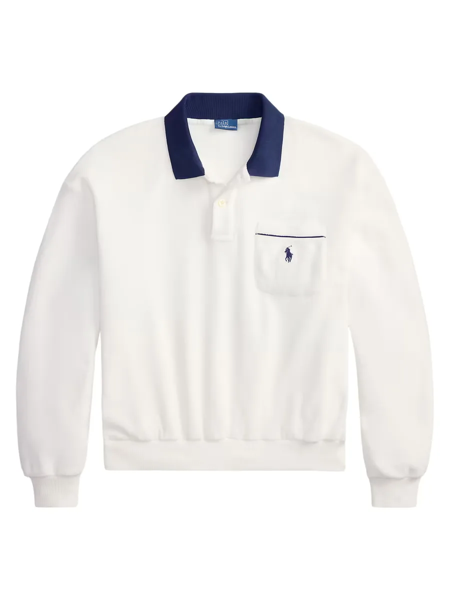Logo Cotton-Blend Terry Long-Sleeve Polo Shirt by Polo Ralph Lauren