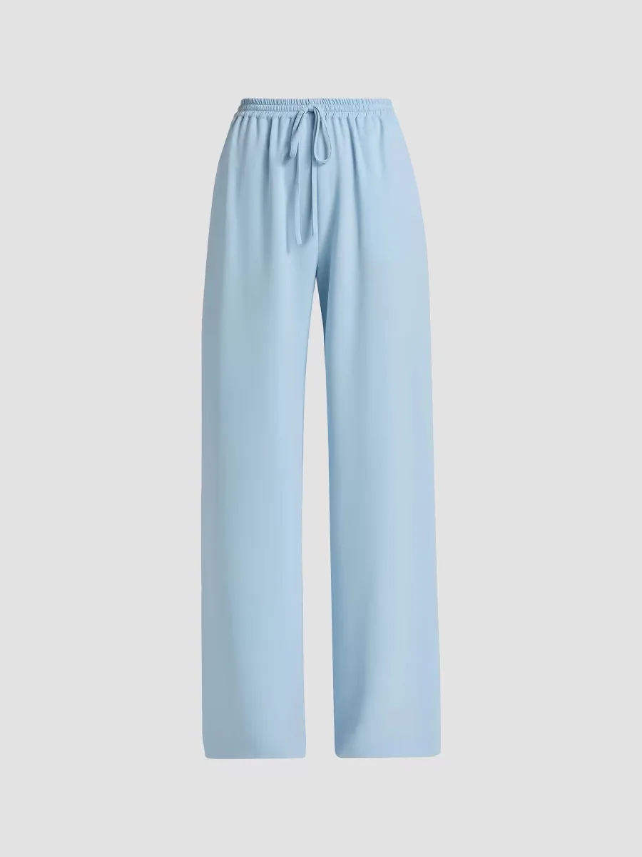 Silk Georgette Wide-Leg Drawstring Pants by Oscar de la Renta