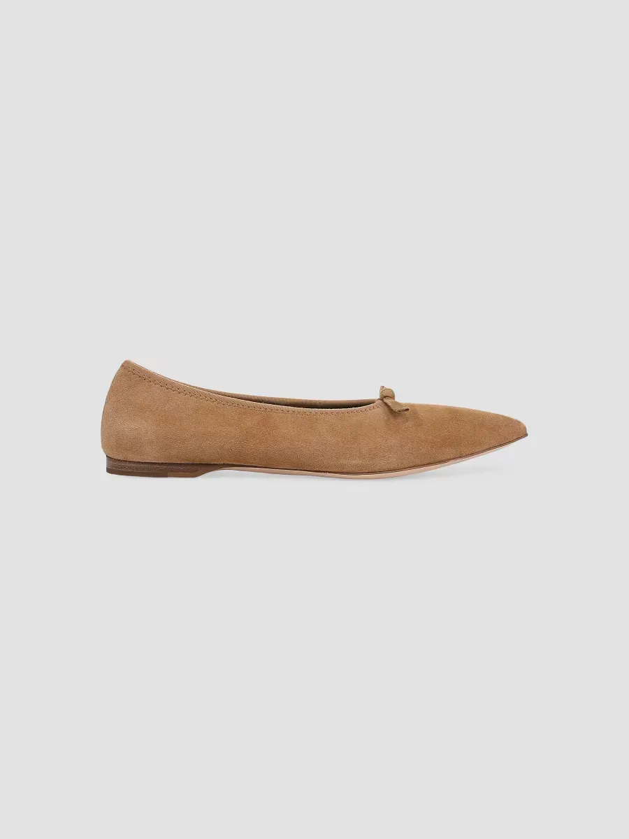 Leah Bow-Detail Suede Ballet Flats