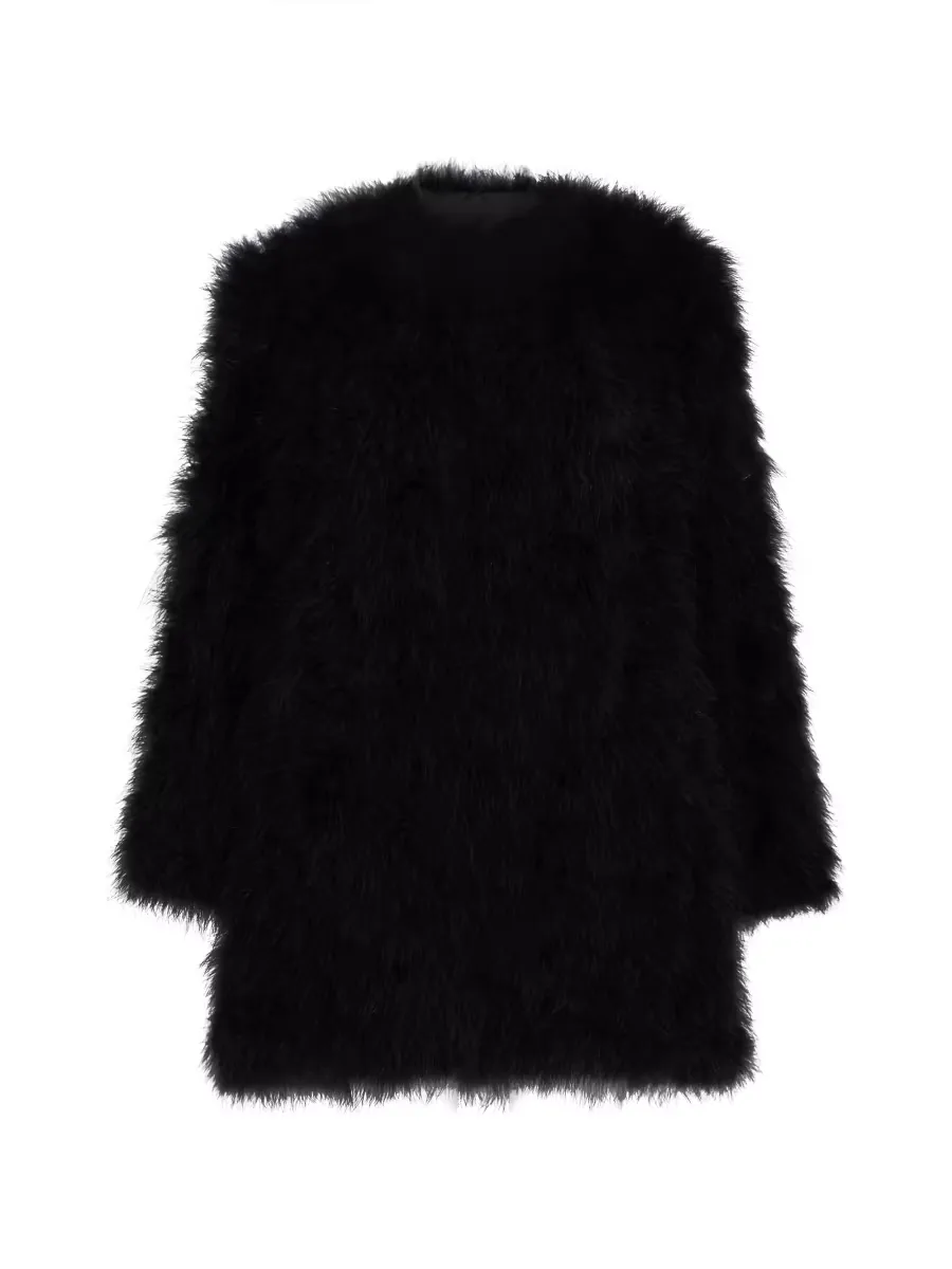 Feather Collarless Jacket by Yves Salomon