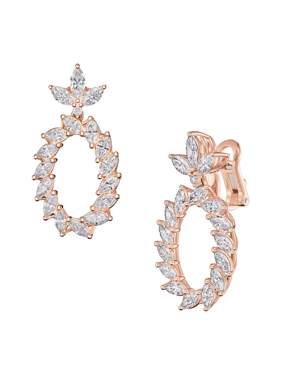 LHeure Du Diamant 18K Rose Gold & 4.25 TCW Diamond Oval Drop Earrings by Chopard