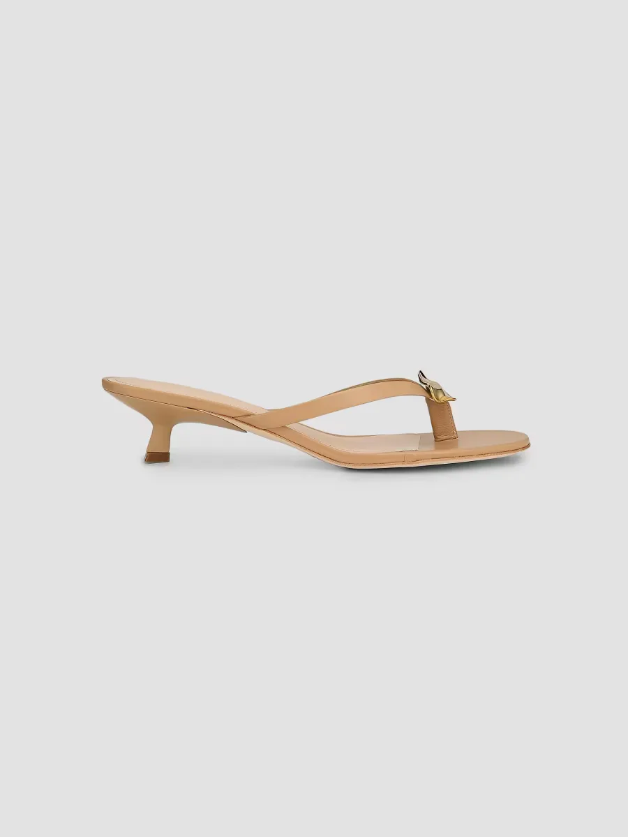 40MM Leather Kitten-Heel Sandals by 22lev