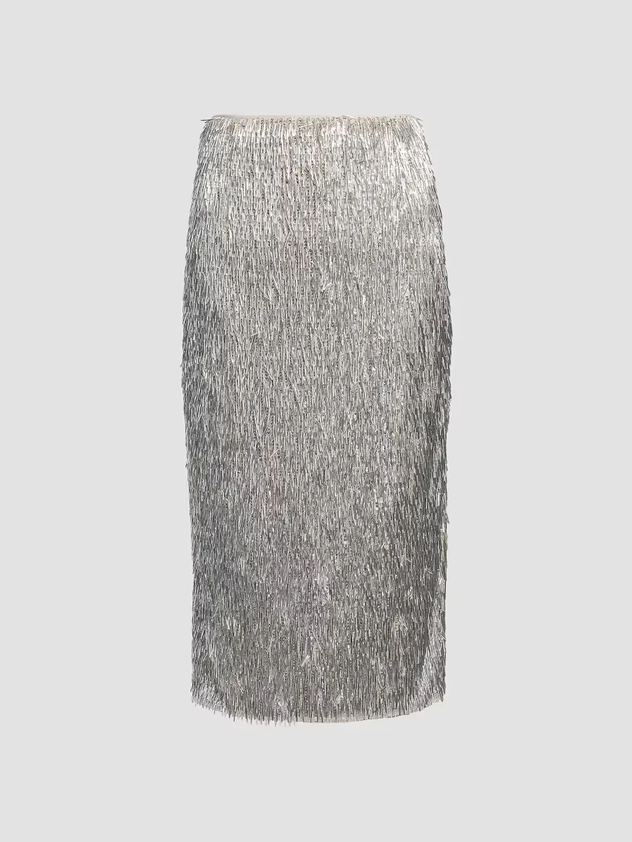 Tao Metallic Sequined Pencil Skirt by AKNVAS