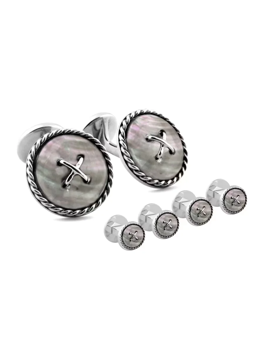 Cable Button Double Ended Stud & Cufflink Set by Tateossian