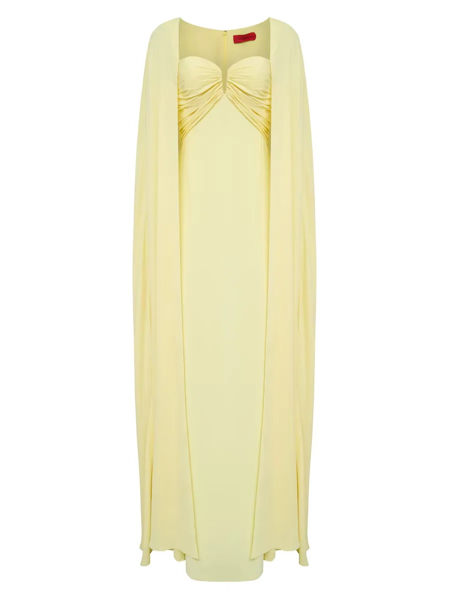 Alma Cape Crepe & Georgette Gown by Halston