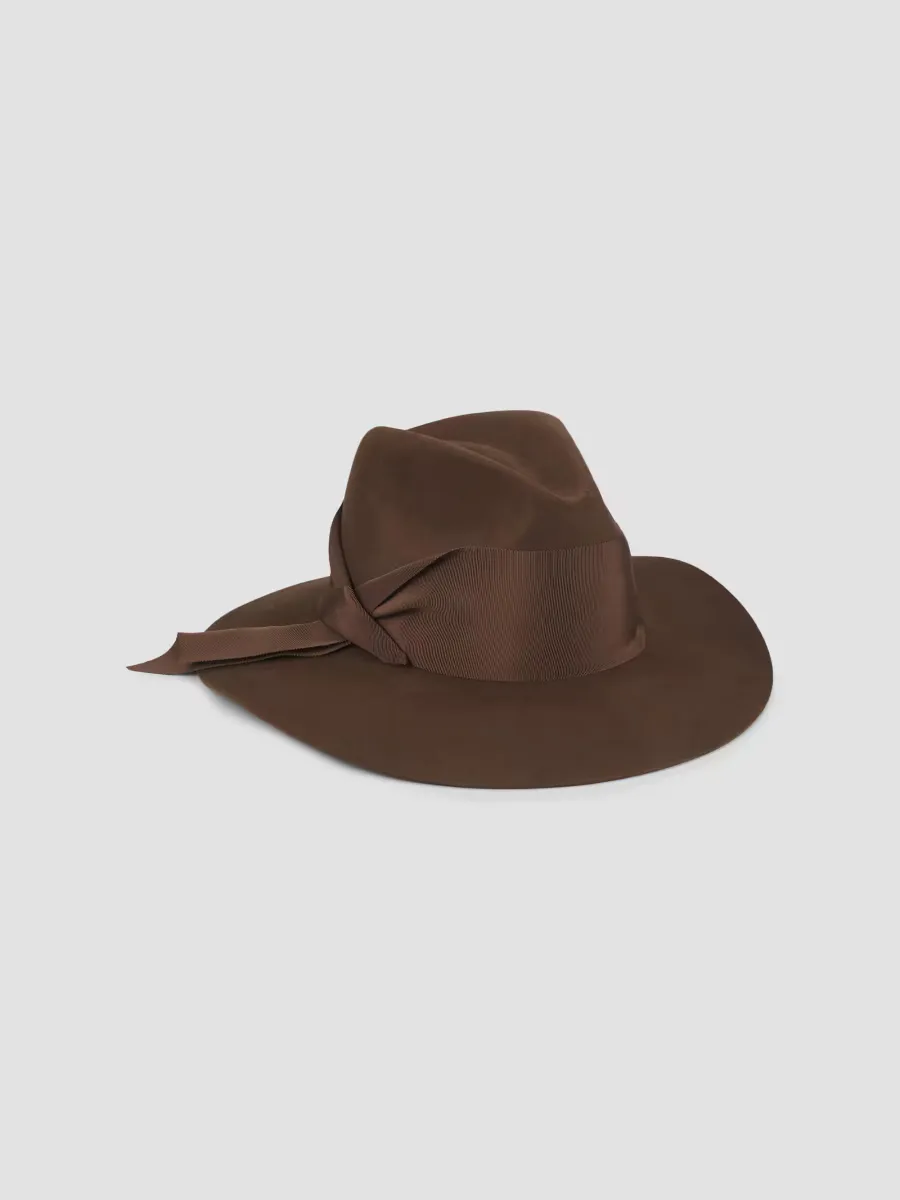 Gardenia Asymmetric Ribbon Fedora by Freya
