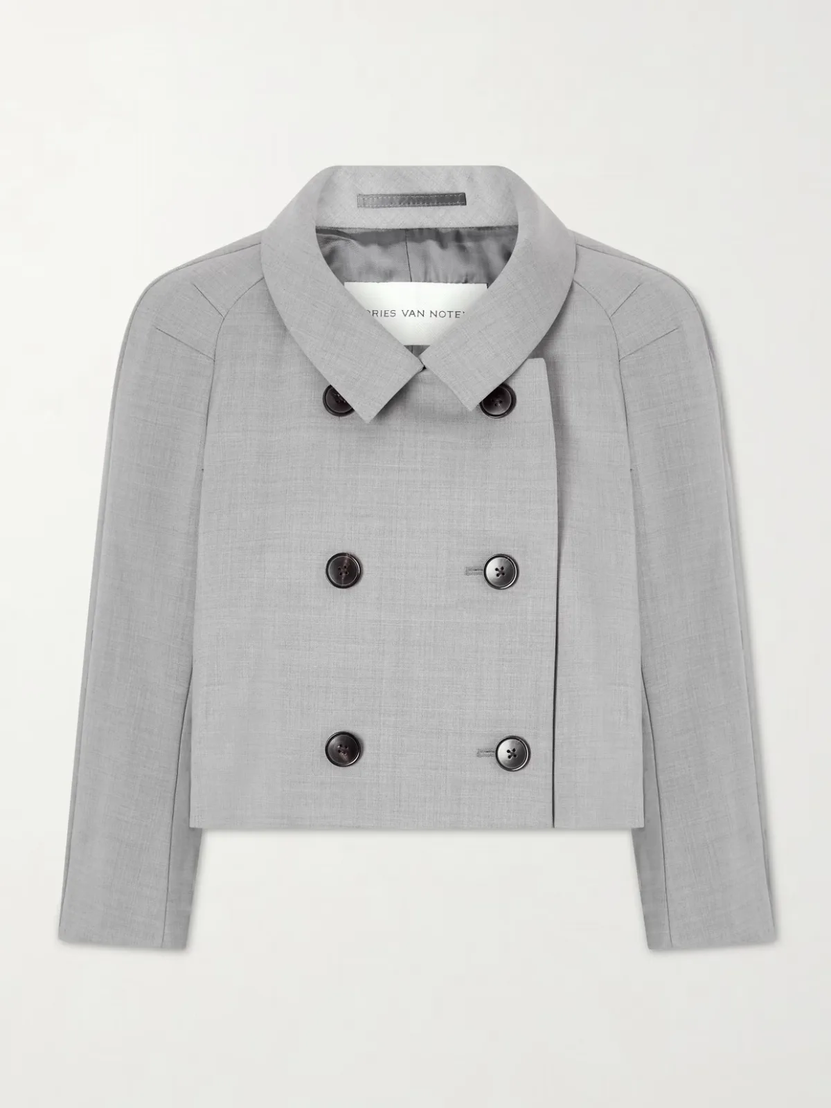 - Cropped Doubel-breasted Grain De Poudre Jacket -