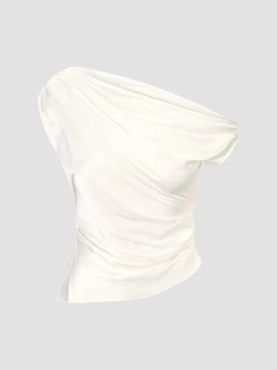 Phare Asymmetric Silk-Blend Top by STAUD