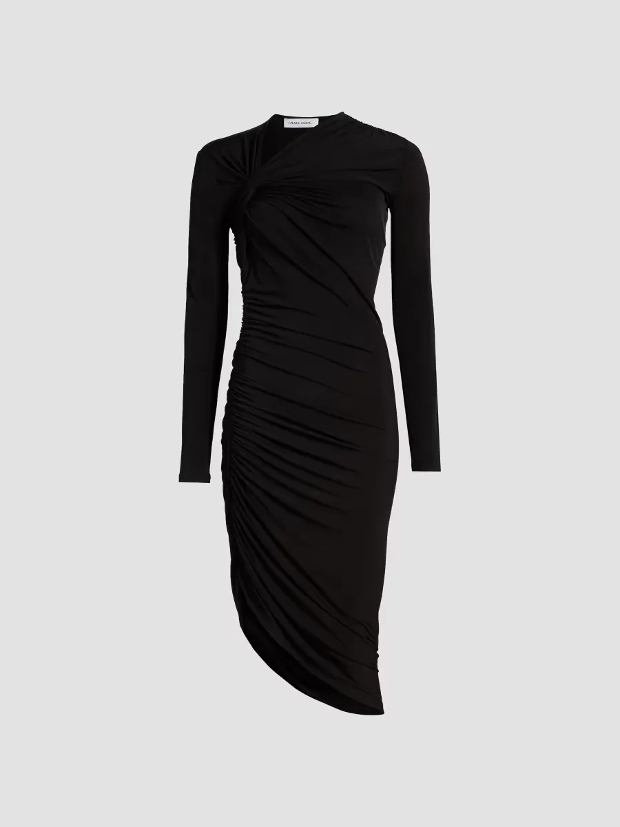 Asymmetric Ruched Midi-Dress by Prabal Gurung