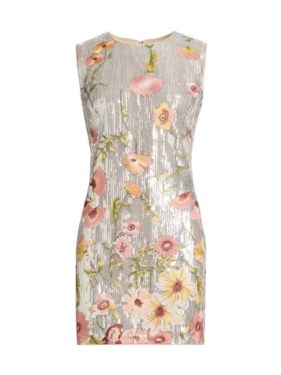 Ivette Floral Sequined Minidress by Milly