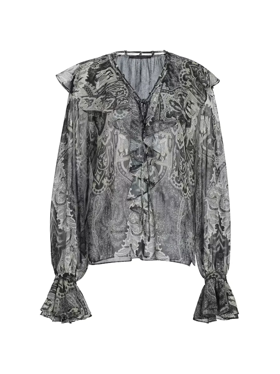 Locke Printed Ruffle Blouse by Kobi Halperin