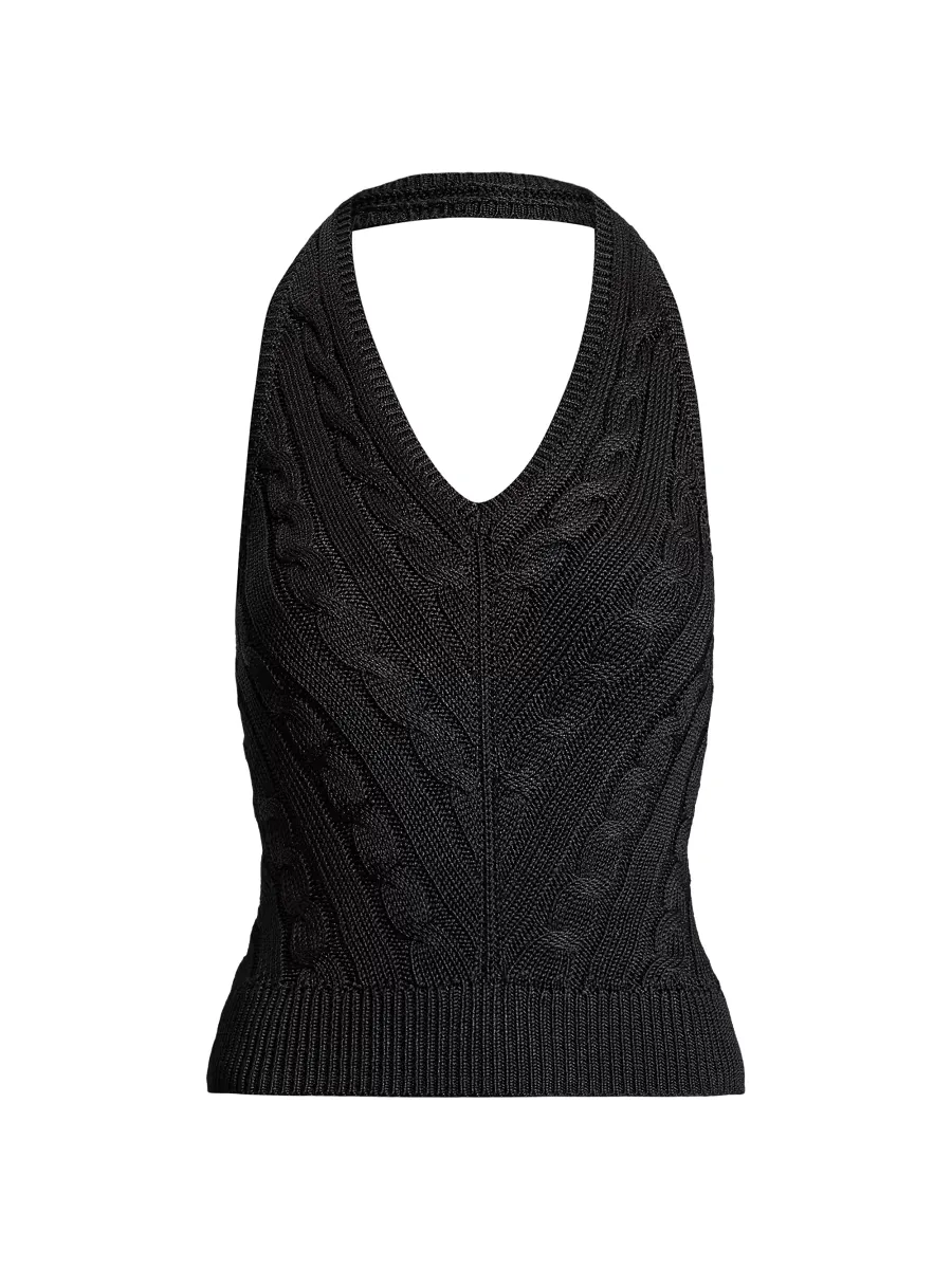 Ralph Lauren Collection Cable-Knit Silk Halter Sweater by Ralph Lauren