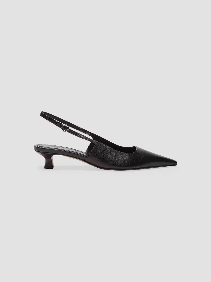 35MM Metallic Leather Slingback Pumps