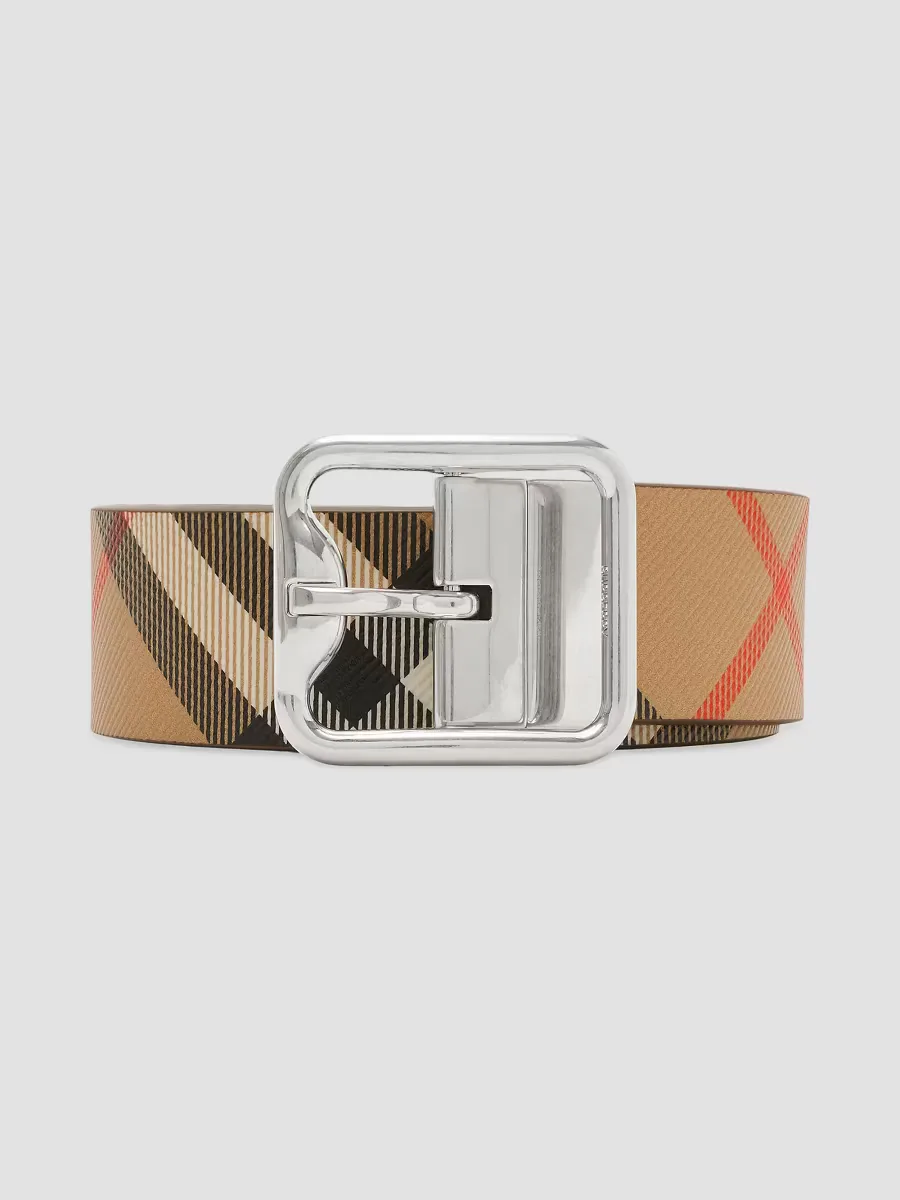 Reversible Check Leather Belt by Burberry