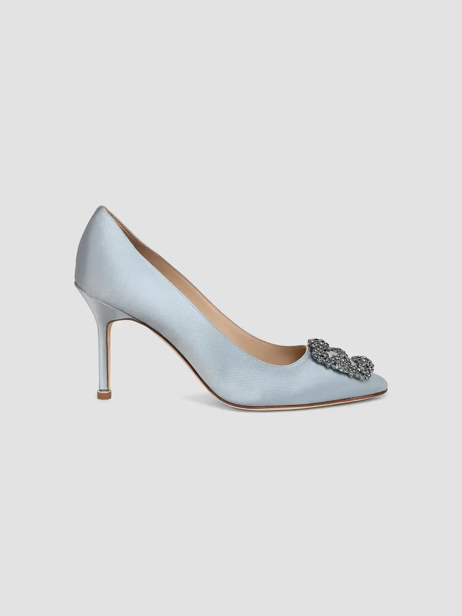 Hangisi 90MM Embellished Satin Pumps by Manolo Blahnik