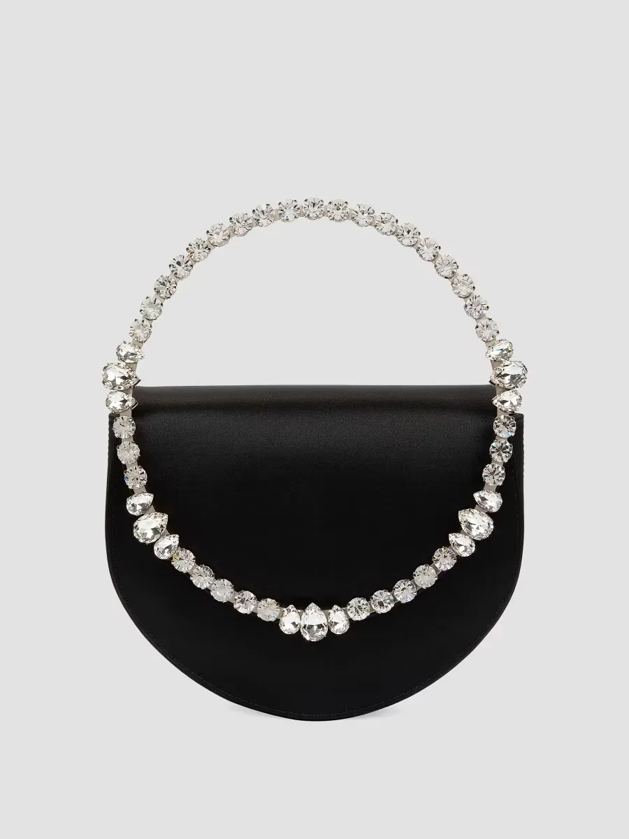 Lily Crystal-Embellished Satin Top Handle Bag