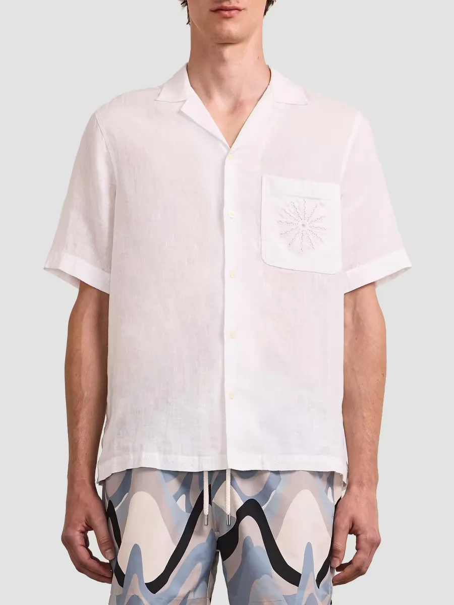 Alves Embroidered-Trim Linen Camp Shirt by Frescobol Carioca