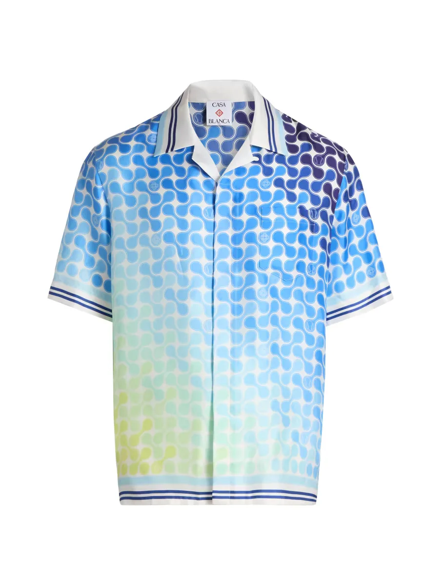 Tennis Tile Silk Camp Shirt by Casablanca