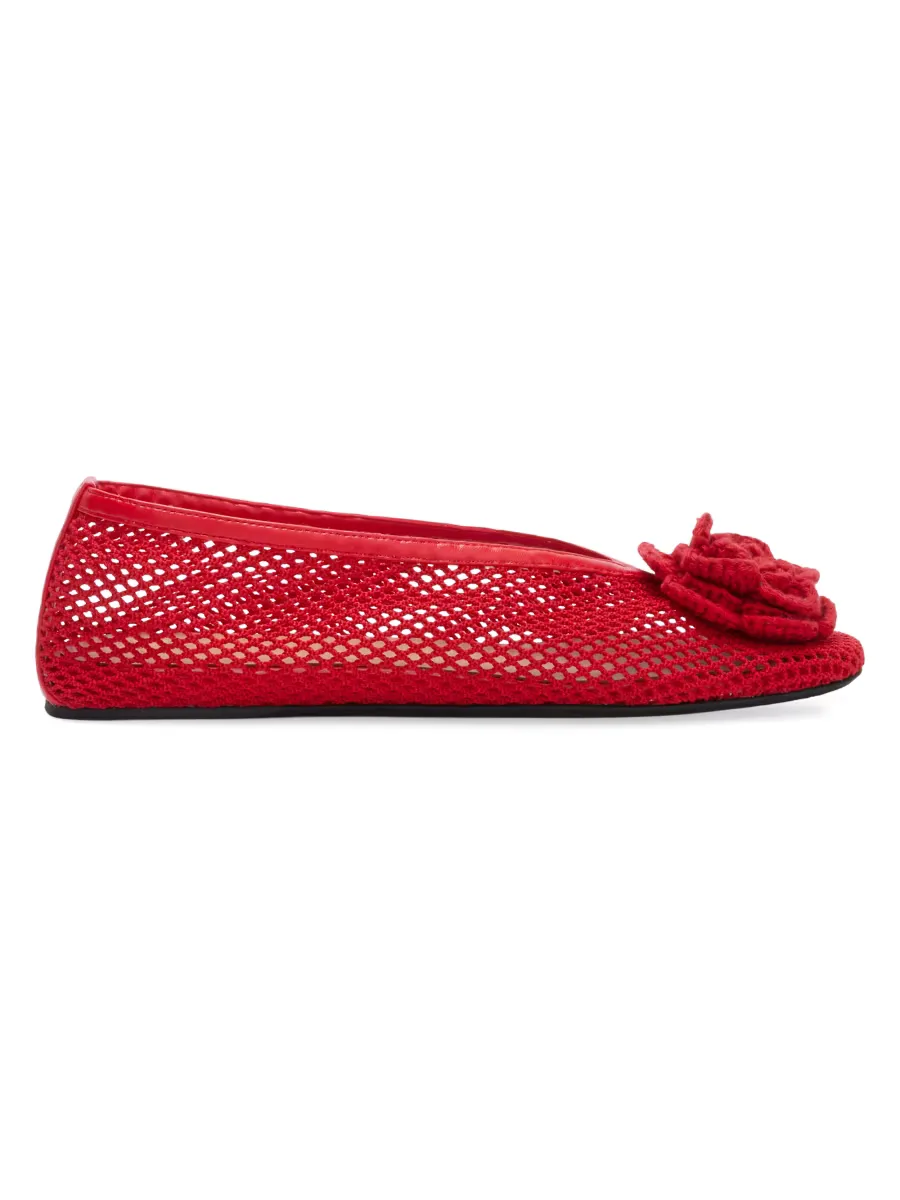 Jenny Mesh Floral Appliqu Ballet Flats by GANNI
