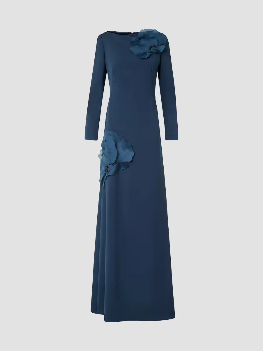 Crepe Appliqu Silk Gown by Akris