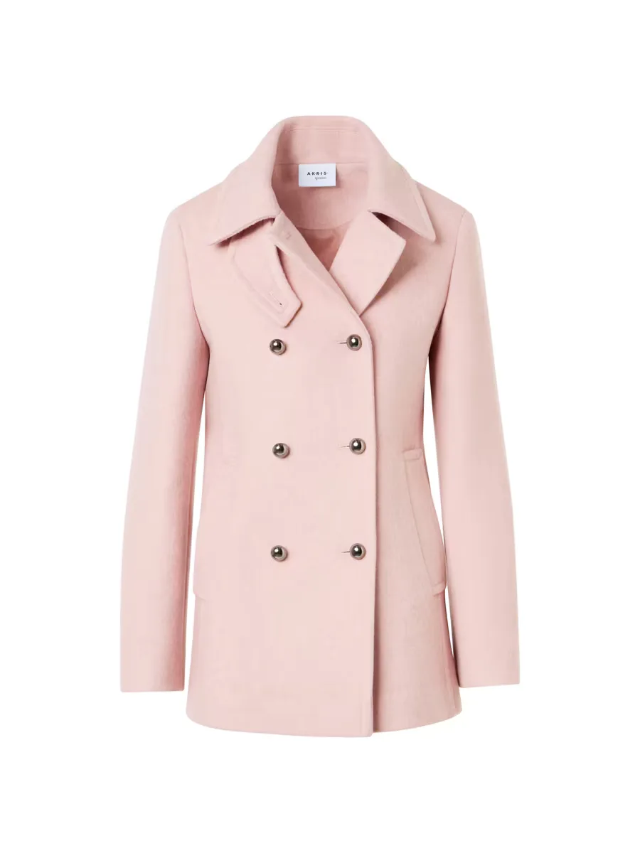 Felted Wool-Nylon Double-Breasted Peacoat by Akris Punto